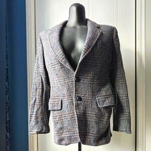 Vintage Wool Gray Plaid Blazer
